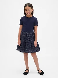 Kids Mixed Media Flounce Dress