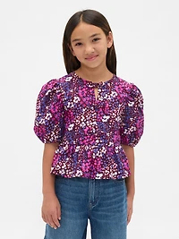 Kids Puff-Sleeve Peplum Top