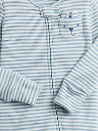Baby Softspun Waffle Bear Pocket Footed One-Piece