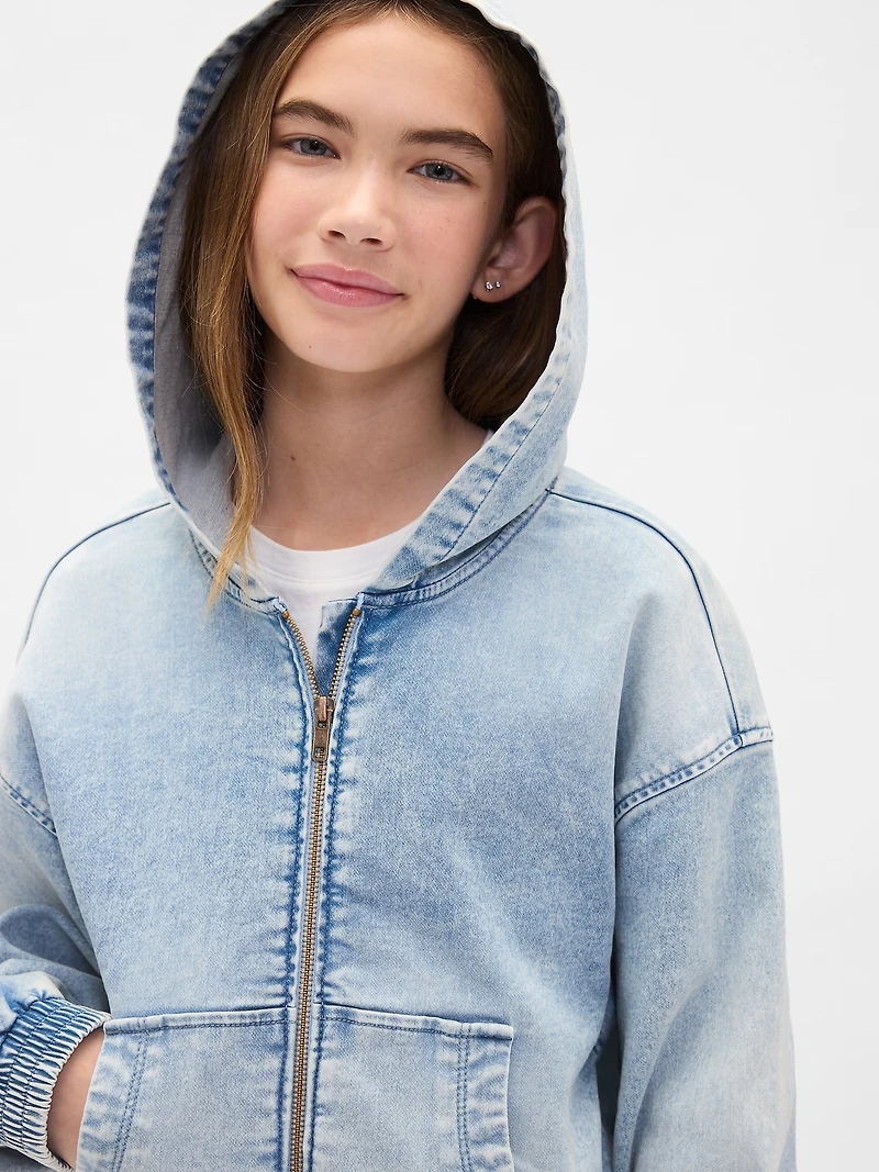 Kids Knit Denim Zip Hoodie