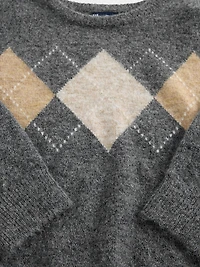 Fuzzy Argyle Crop Sweater
