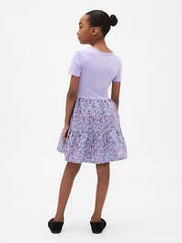 Kids Mixed Media Flounce Dress