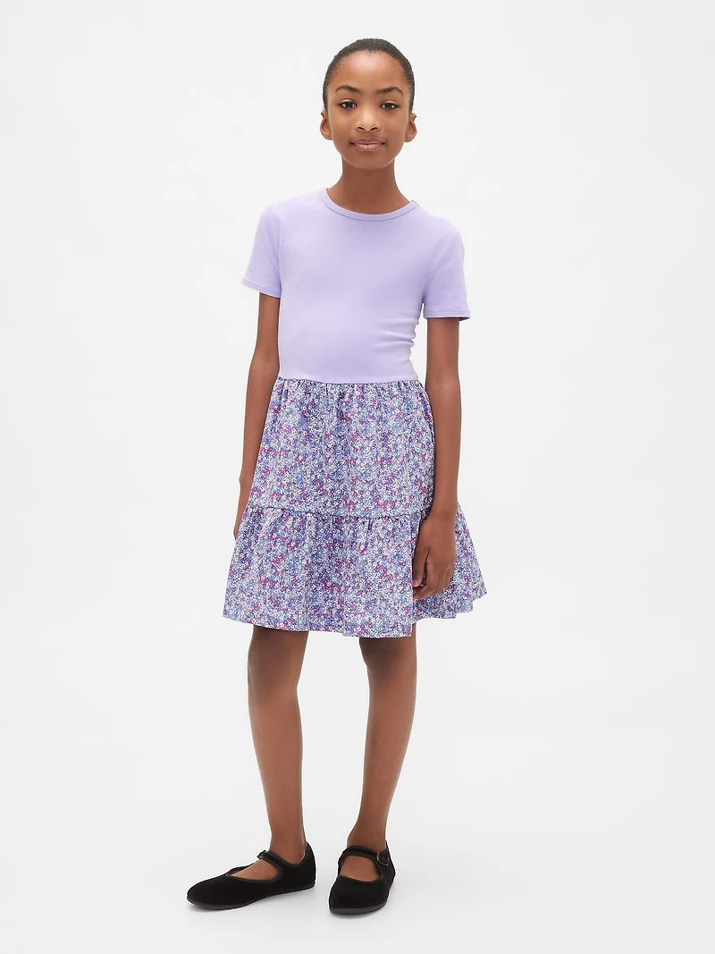 Kids Mixed Media Flounce Dress