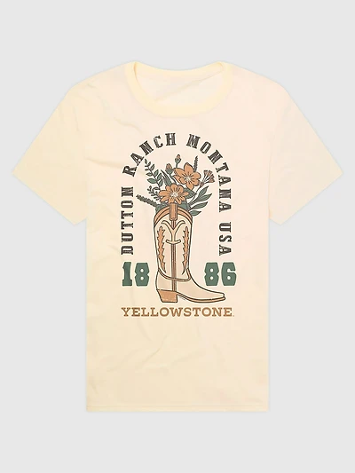 Yellowstone Flower Cowboy Boot Graphic T-Shirt