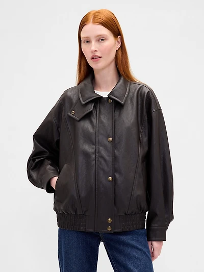 Oversized Vegan Leather Jacket