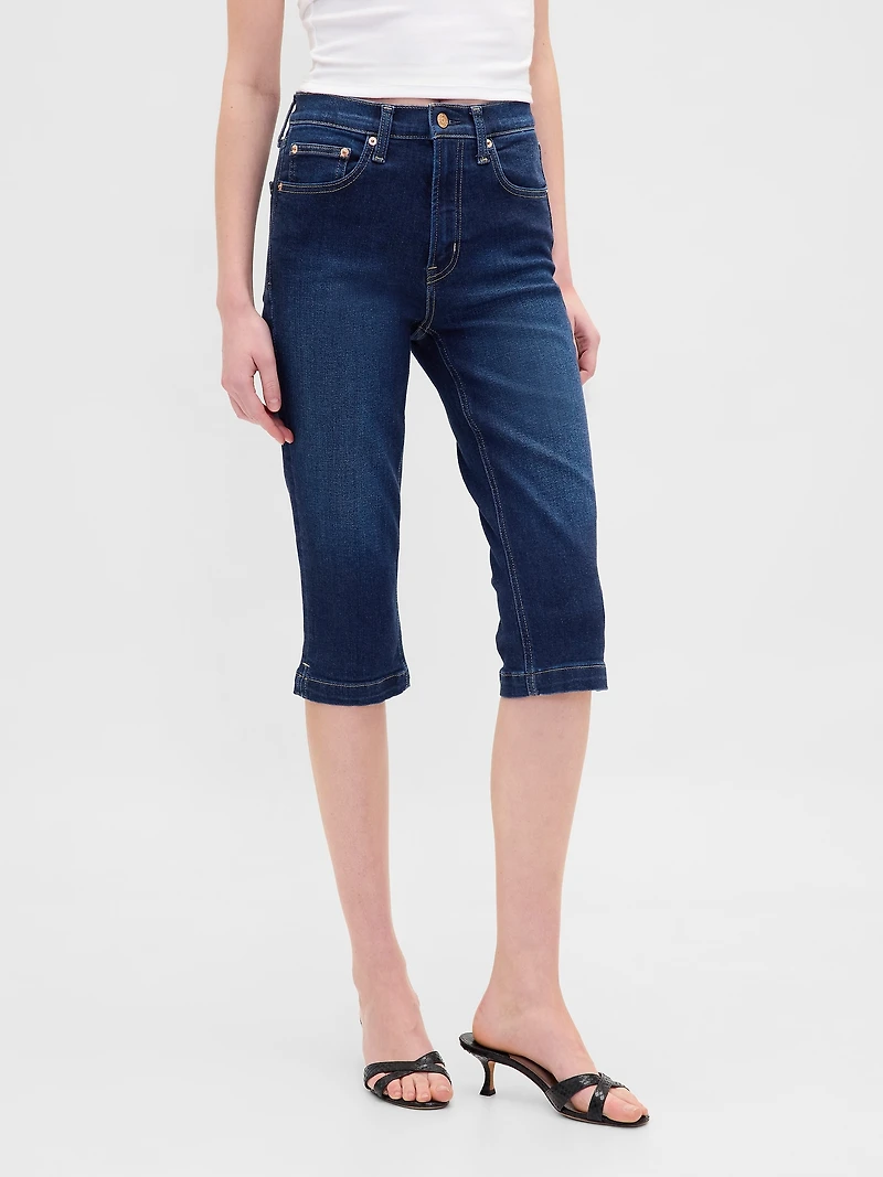 High Rise Cropped Capri Jeans