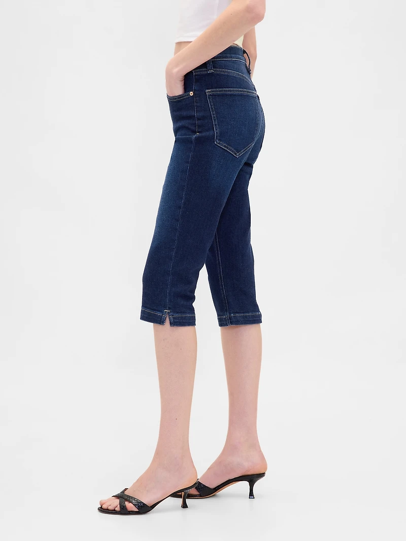 High Rise Cropped Capri Jeans