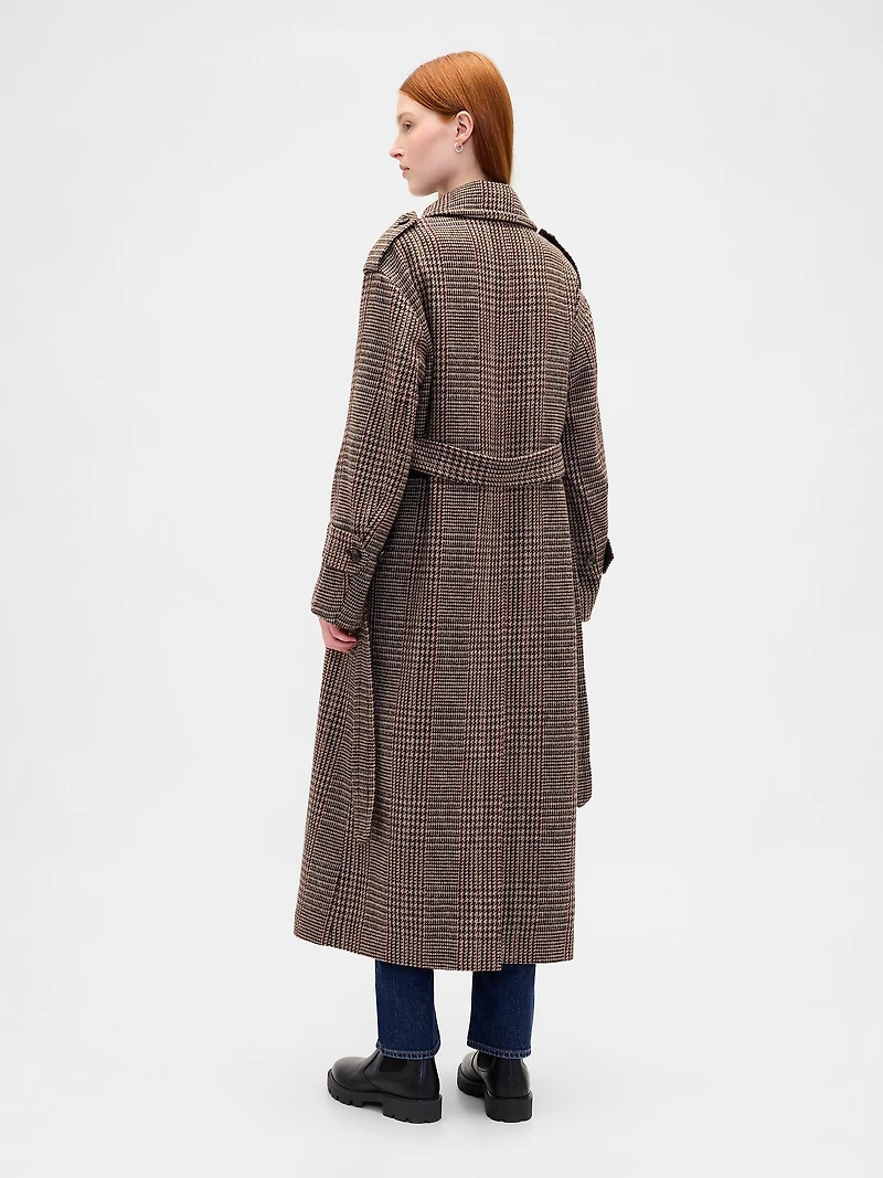 Wool-Blend Herringbone Trench Coat