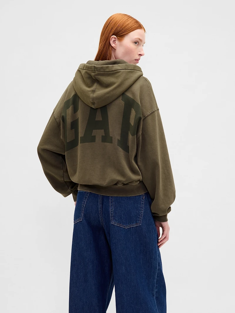 VintageSoft Crop Logo Hoodie