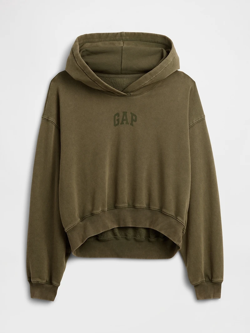 VintageSoft Crop Logo Hoodie