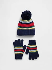 Kids Pom Hat & Gloves Set