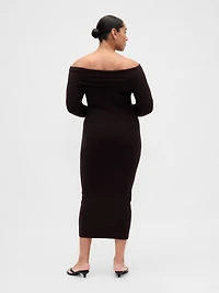 CashSoft Stretch Off-Shoulder Midi Sweater Dress