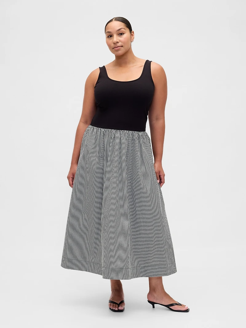 Mixed Media Drop-Waist Maxi Dress