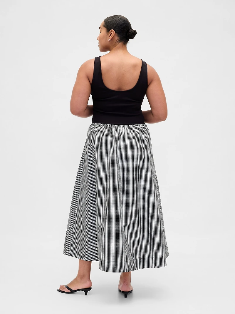 Mixed Media Drop-Waist Maxi Dress