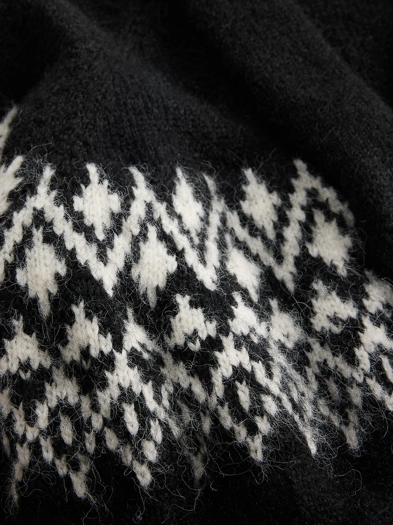 Wool-Blend Fair Isle Shawl Cardigan