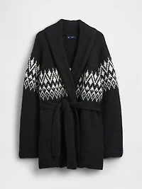 Wool-Blend Fair Isle Shawl Cardigan