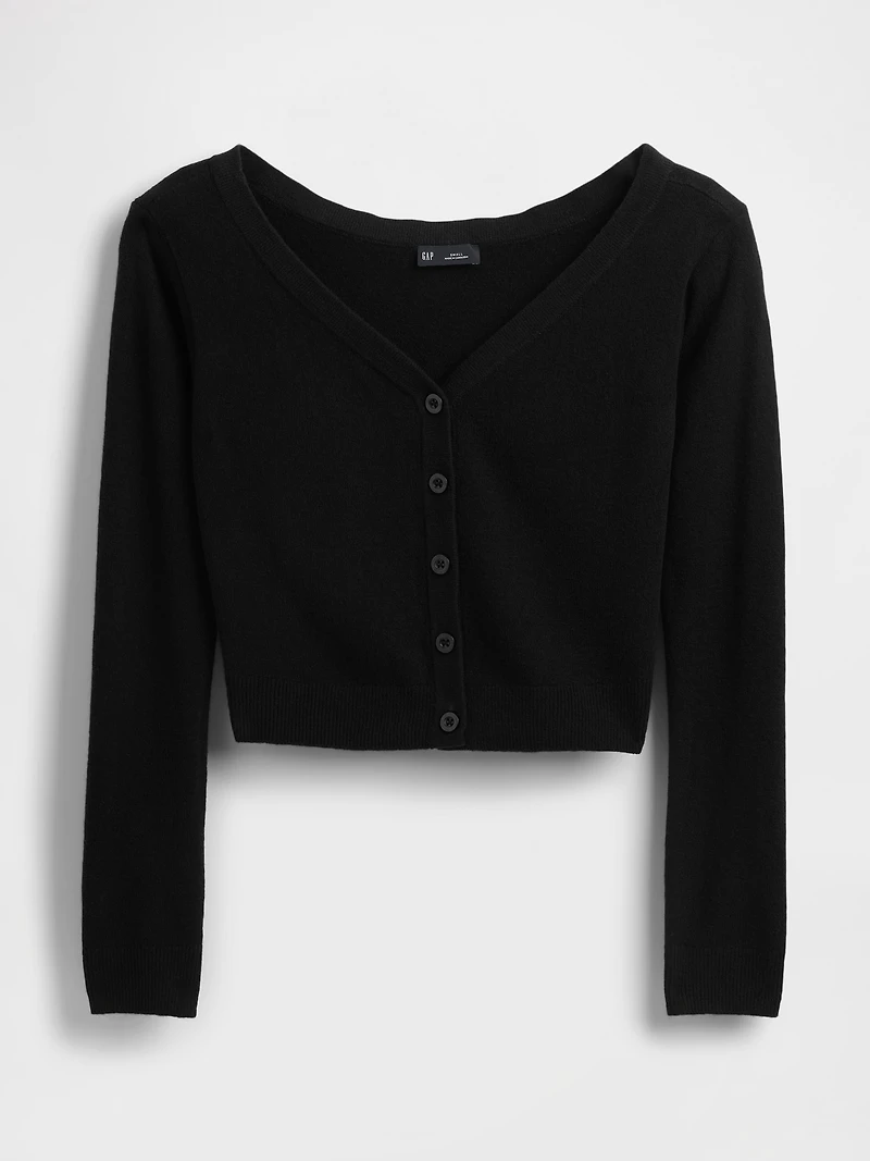 Lightweight CashSoft Crop Button-Front Top