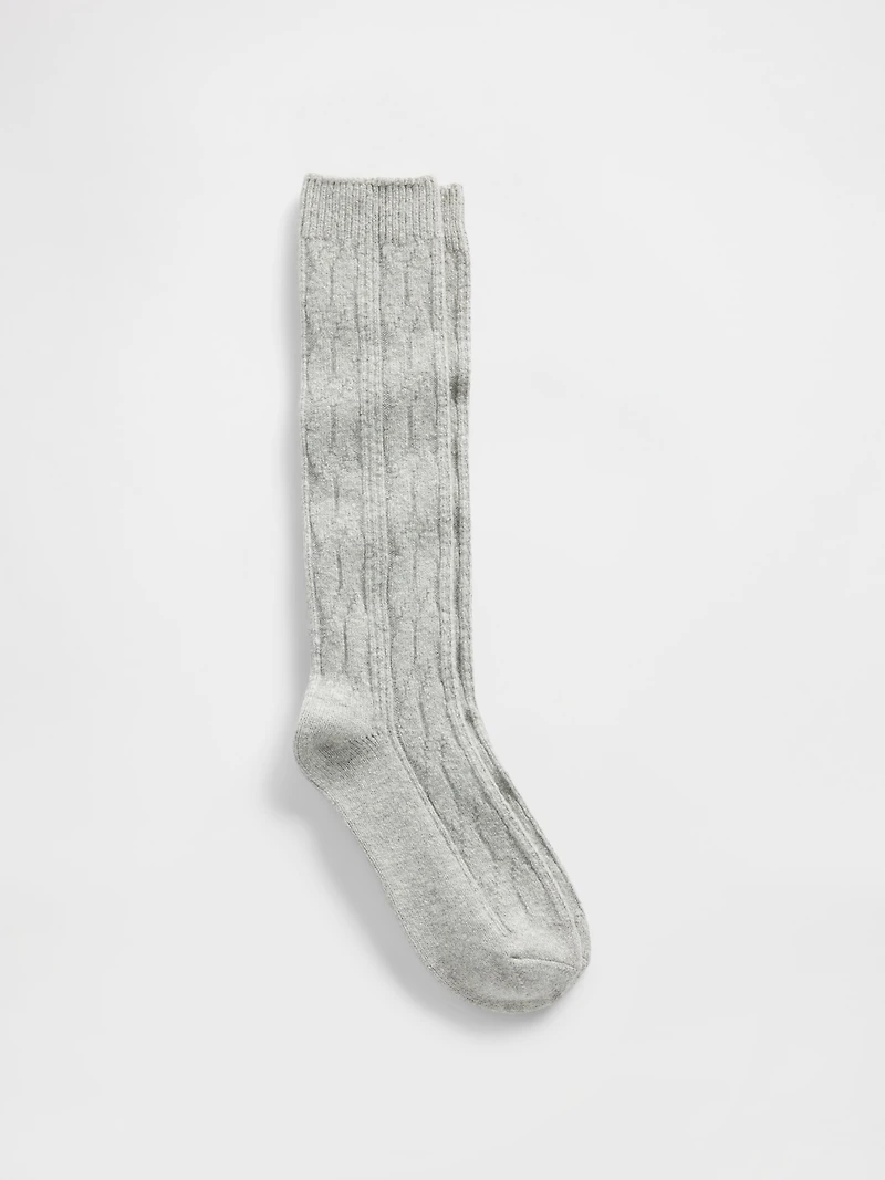 CashSoft Cable-Knit Knee-High Socks