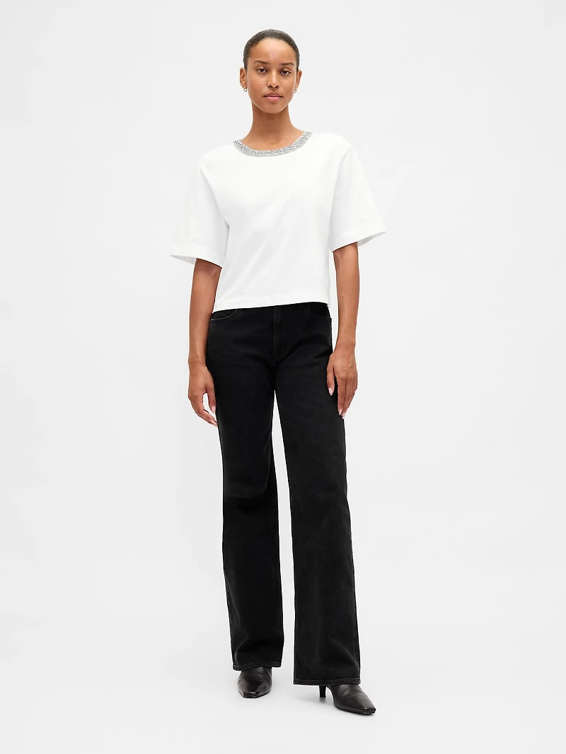 Heavyweight Jewel-Neck Crop T-Shirt