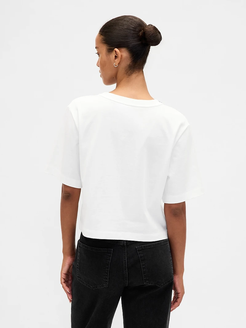 Heavyweight Jewel-Neck Crop T-Shirt