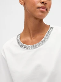 Heavyweight Jewel-Neck Crop T-Shirt