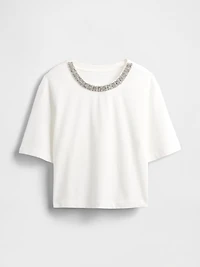 Heavyweight Jewel-Neck Crop T-Shirt