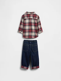 Baby Flannel & Denim Outfit Set