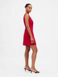 High-Neck Mini Shift Dress