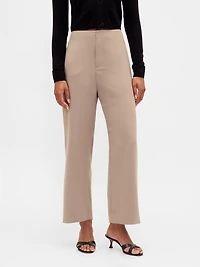 High Rise Twill Straight Ankle Pants