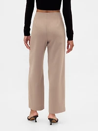 High Rise Twill Straight Ankle Pants