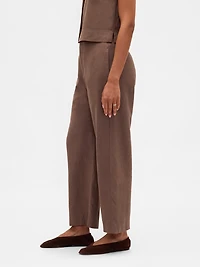 Linen-Blend Relaxed Straight Ankle Pants