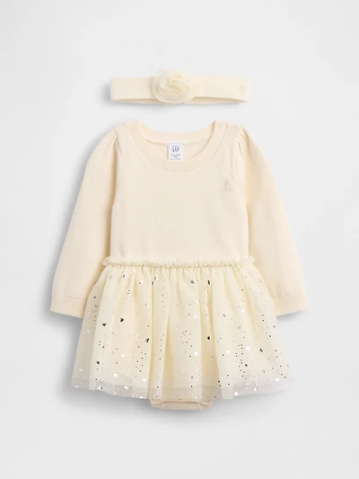 Baby Tulle Sweater Bodysuit Dress Set