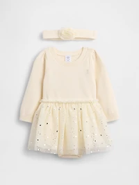 Baby Tulle Sweater Bodysuit Dress Set