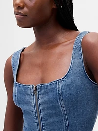 Denim Zip-Front Mini Dress