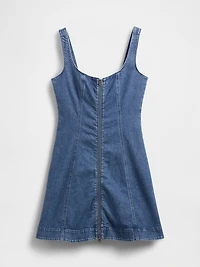 Denim Zip-Front Mini Dress