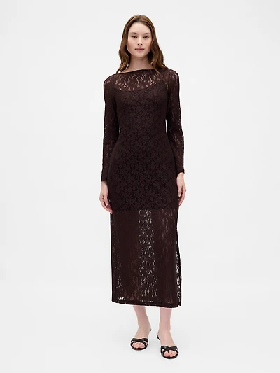 Lace Bell-Sleeve Maxi Dress
