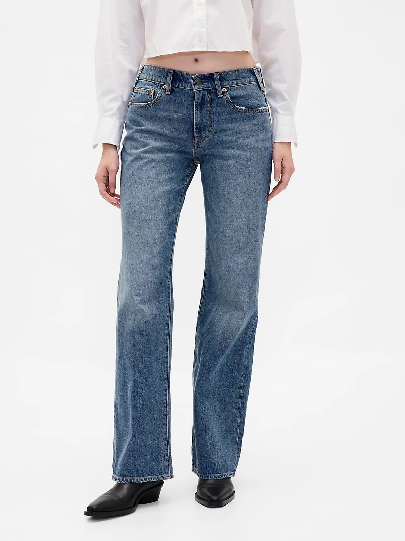 Mid Rise Rigid Relaxed Flare Jeans