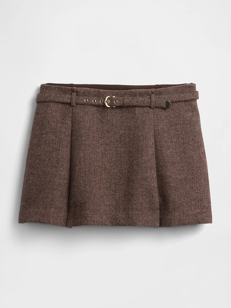 Wool-Blend Pleated Mini Skort
