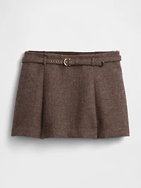 Wool-Blend Pleated Mini Skort