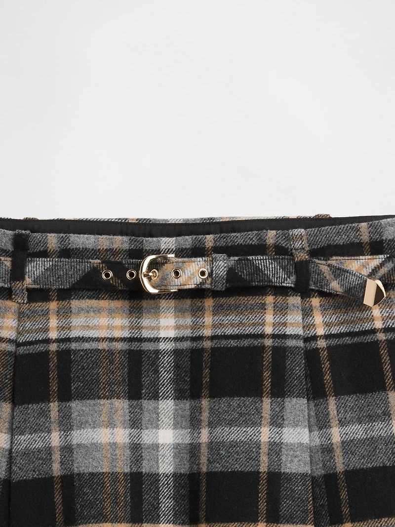 Wool-Blend Pleated Mini Skort