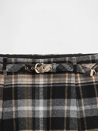 Wool-Blend Pleated Mini Skort