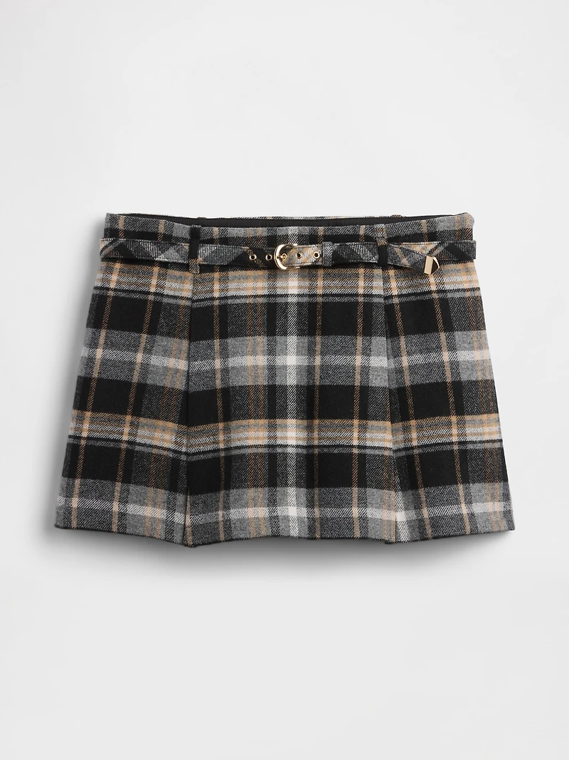 Wool-Blend Pleated Mini Skort