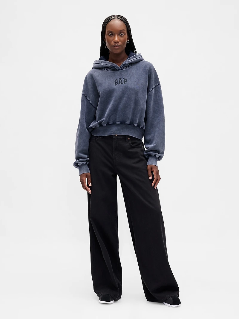 VintageSoft Crop Logo Hoodie