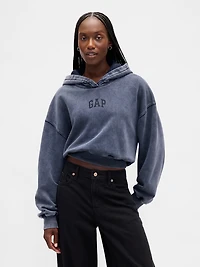 VintageSoft Crop Logo Hoodie