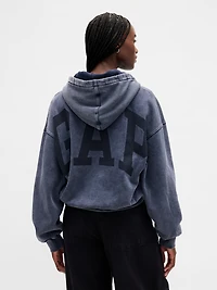 VintageSoft Crop Logo Hoodie