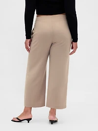 High Rise Twill Straight Ankle Pants