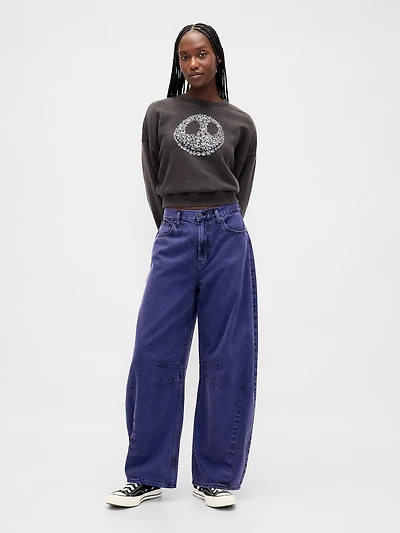 Gap × Disney Tim Burton’s The Nightmare Before Christmas Mid Rise UltraSoft Barrel Jeans