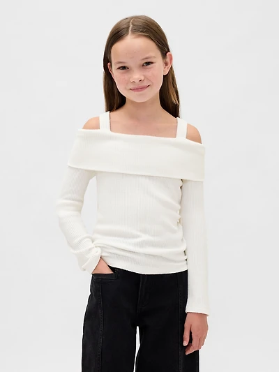 Kids Softspun Rib Off-Shoulder Sweater Top