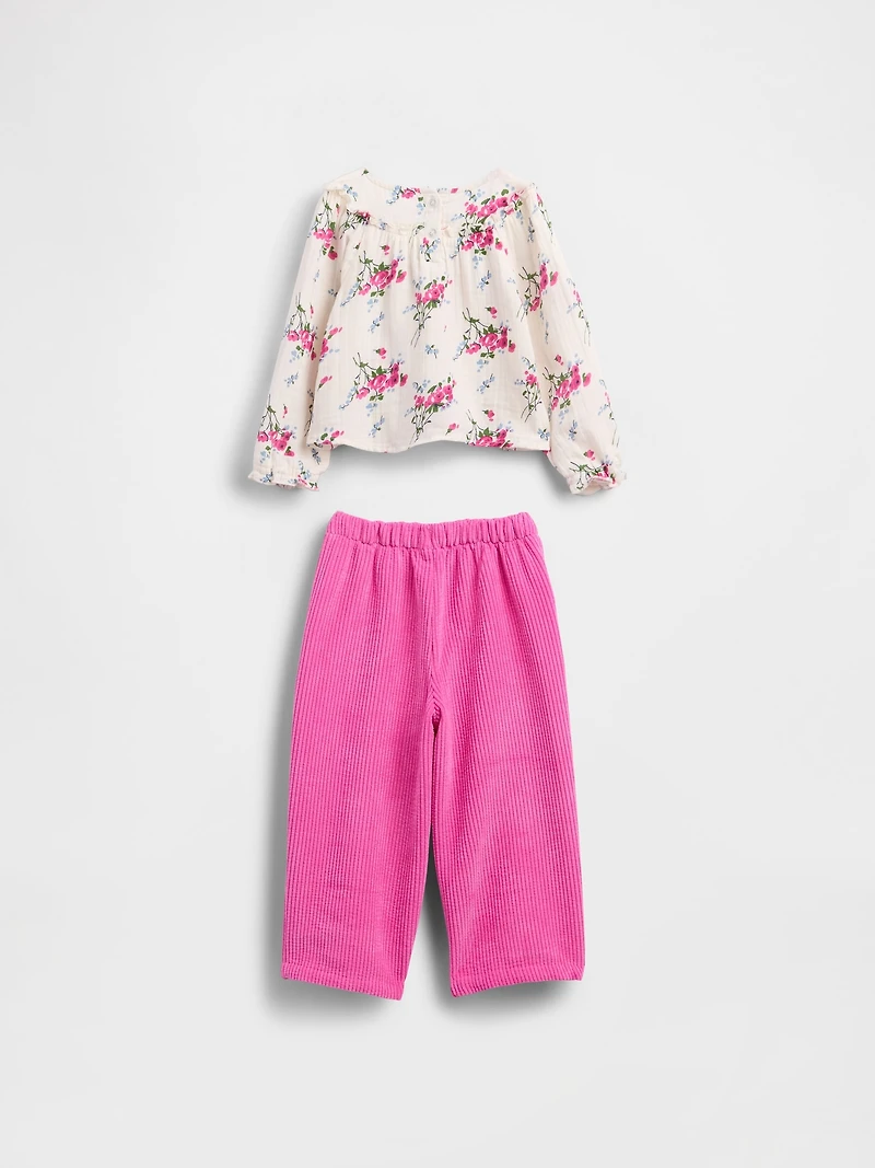 Baby & Toddler Cotton Gauze Corduroy Outfit Set
