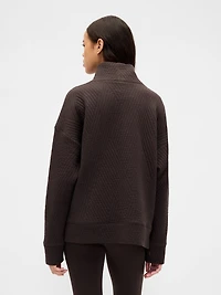 GapFit Quilted Jacquard Knit Funnel-Neck Pullover